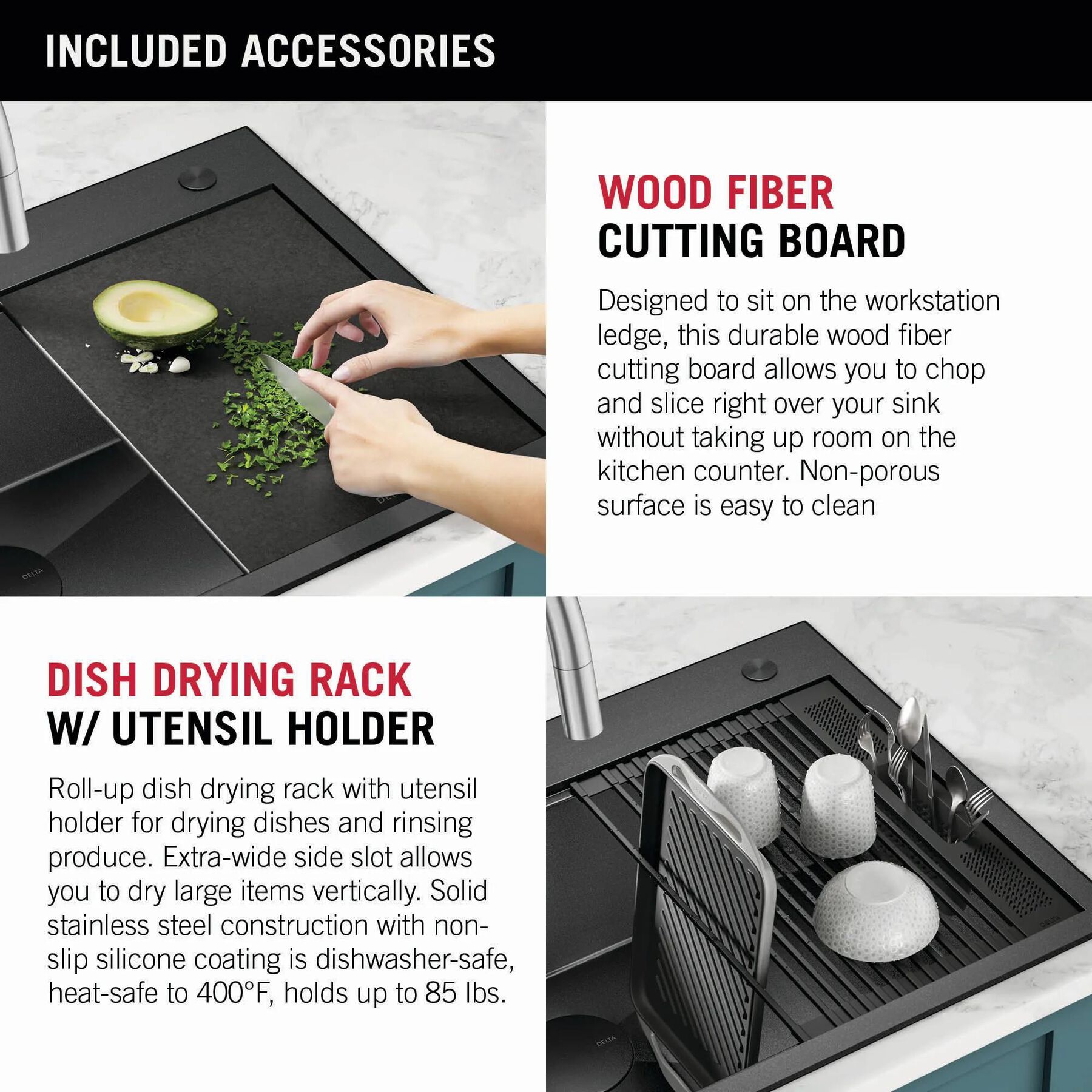 30&rdquo; Drop-In Top Mount&nbsp;16 Gauge Workstation Kitchen Sink Single Bowl&nbsp;with WorkFlow&trade; Ledge and Accessories